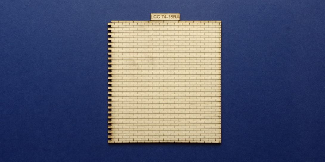 LCC 74-18RA O gauge industrial building panel 88mm high with right side smooth Brick panel for low relief industrial buildings with left side interlocking and right side smooth.

